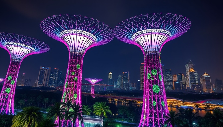Illuminated supertrees at Gardens by the Bay, Singapore; cultural immersion travel.