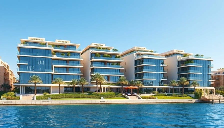 Yas Island luxury residences with modern architecture and lush greenery.