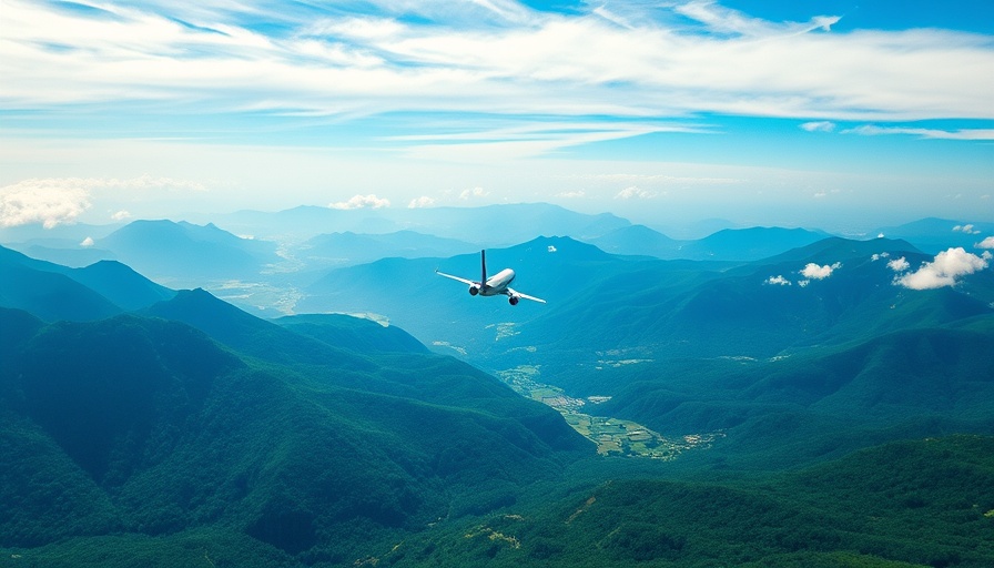 RwandAir Holidays plane over scenic mountainscape