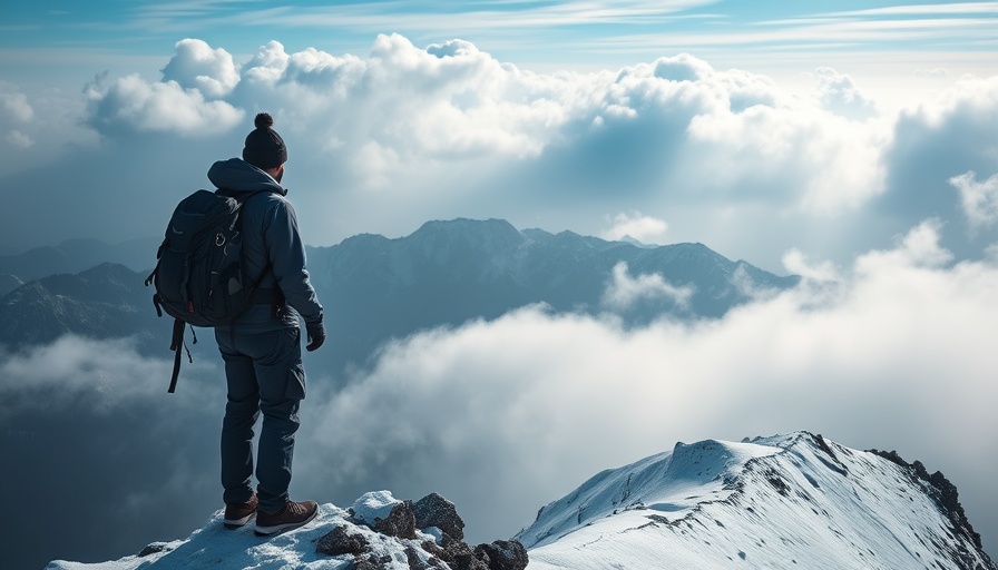 Adventurous traveller exploring misty mountains, travelling adventures