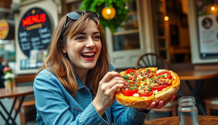 Woman enjoying food tours in Rome with bruschetta at a cafe.
