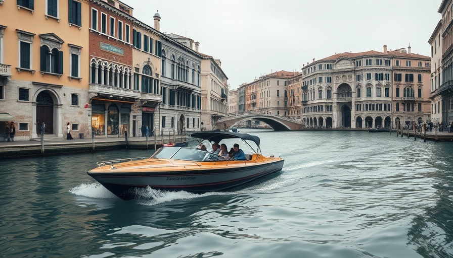 Water taxi on a tour of the Grand Canal in Venice, Italy.