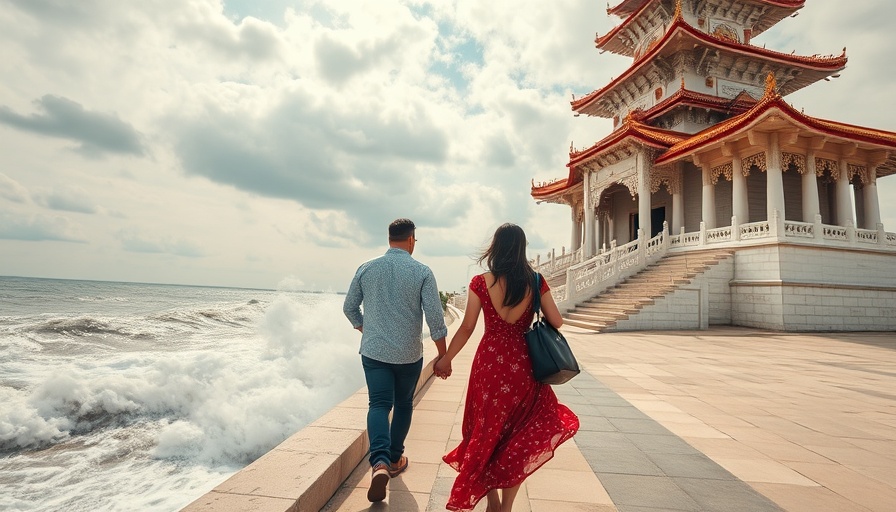 Couple exploring Hsinbyume Pagoda with SafetyWing Travel Insurance for Families.