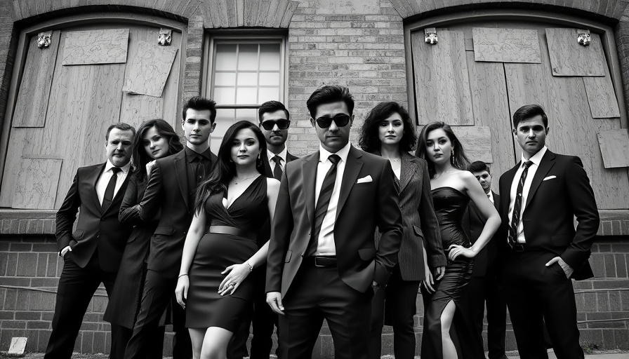 Stylish group at cultural event today, posing in formal attire.