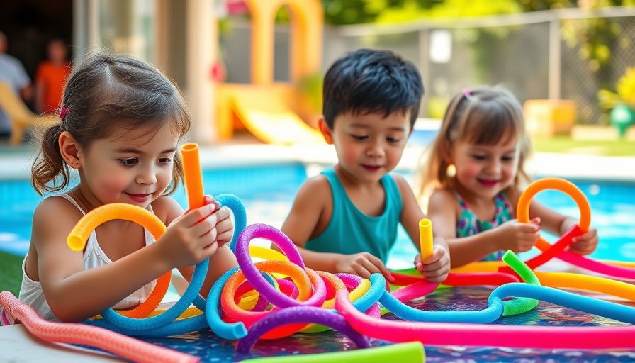 Creative fun family activities with colorful pool noodles outdoors.