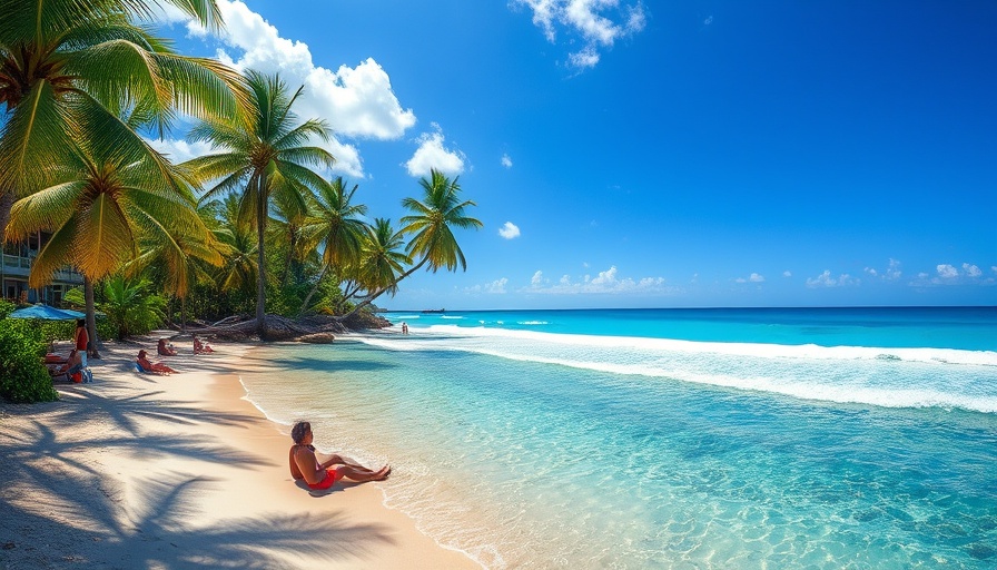 Jamaica Travel Access: Scenic Jamaican beach with clear water and palm trees.