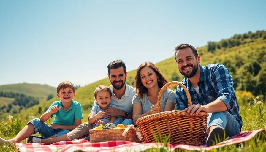 Cheerful family enjoying a scenic picnic for family-friendly travel experiences.