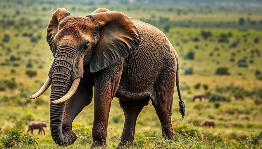 Majestic elephant in Tarangire savanna, family adventure scenery.