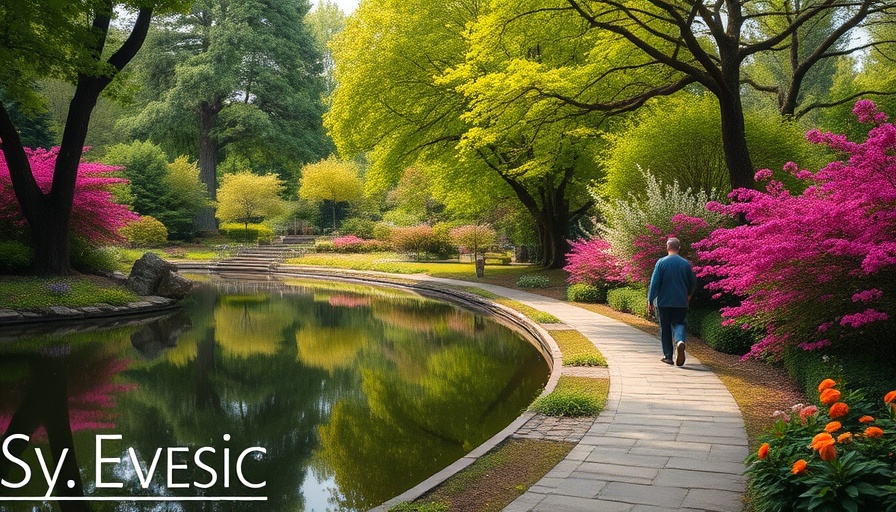 Person walking through a lush garden in Mobile, Alabama.