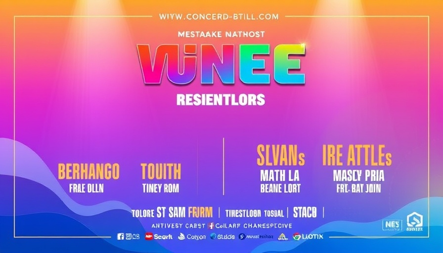 Cultural events today poster displaying music lineup with vibrant design.