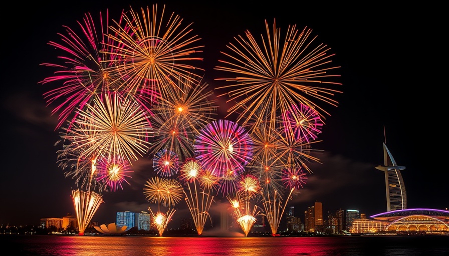 Majestic fireworks over Yas Island for Eid Al Adha celebrations.