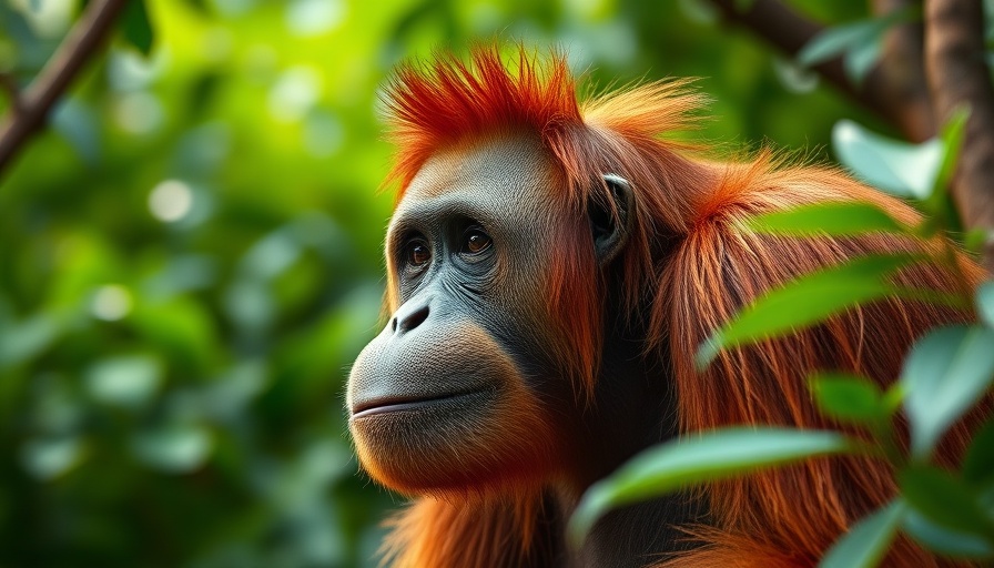 Orangutan close-up in lush greenery on Borneo and Brunei tour for families.