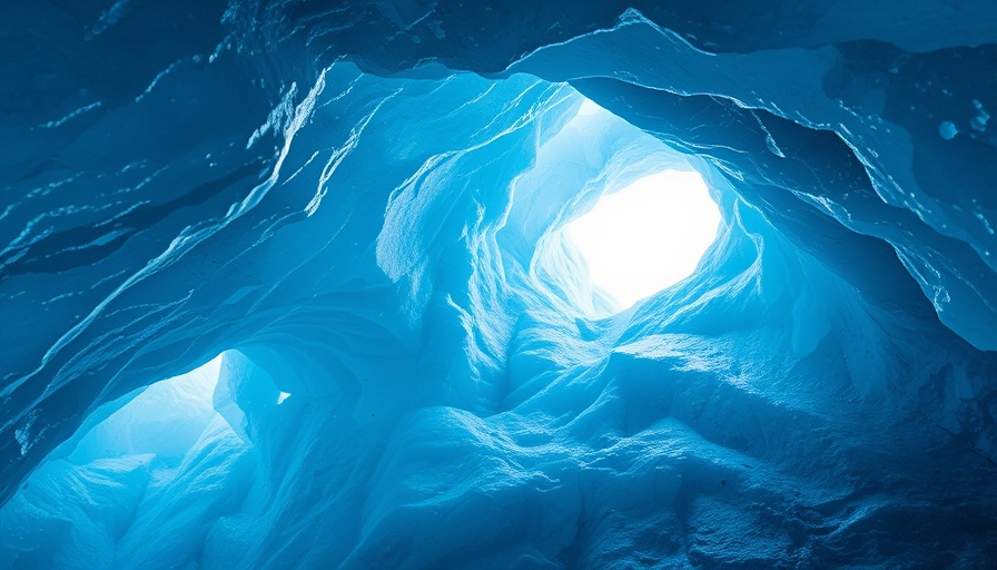 Stunning view inside an Icelandic ice cave with intricate textures.