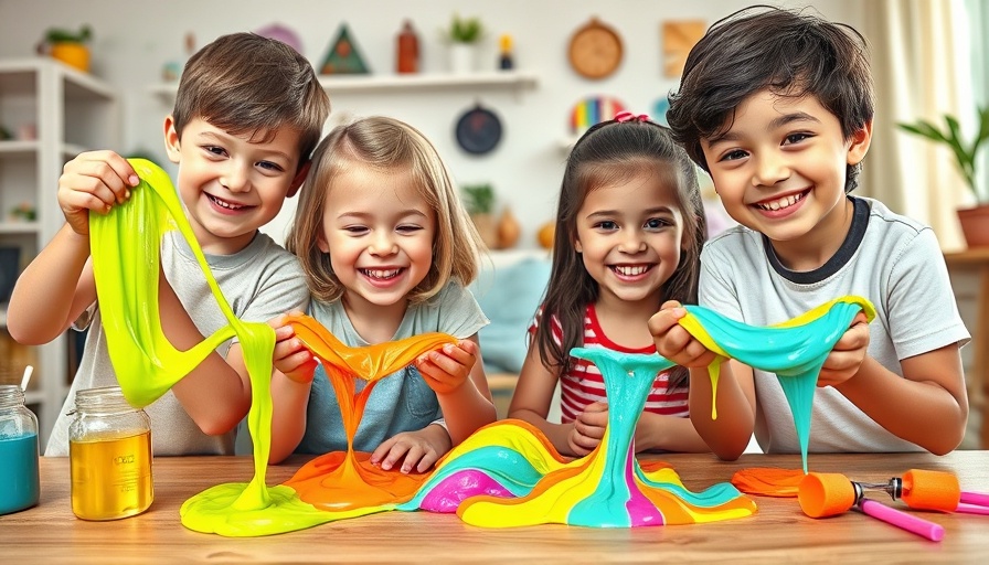 Colorful slime activities collage for fun family activities at home.