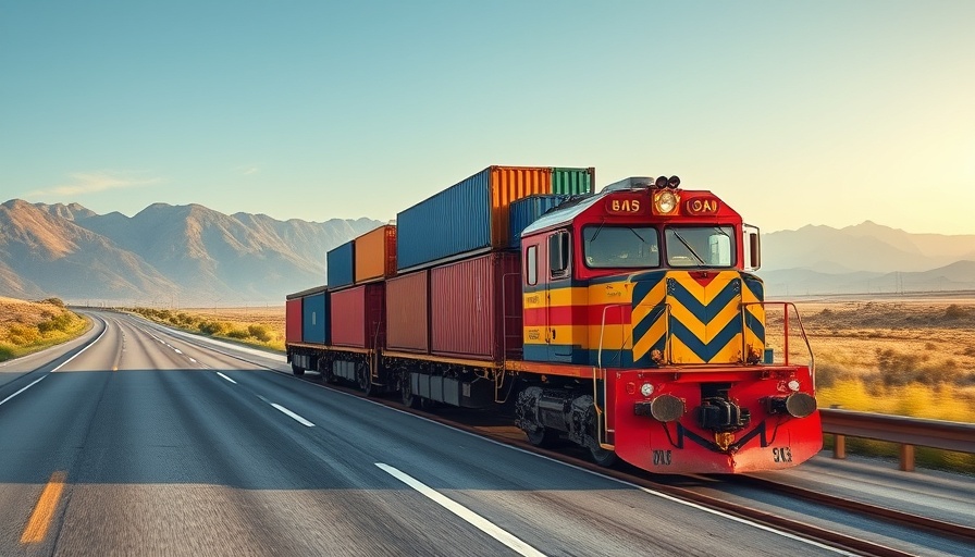 Freight train in Canada promoting sustainable travel.
