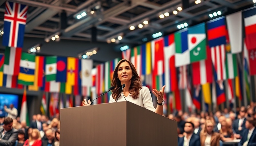 Shaikha Al Nowais delivering a speech at a UN conference.