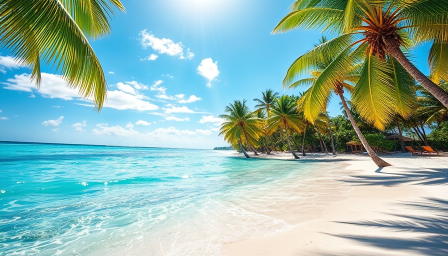 Vibrant Miami beach with palm trees for Miami-Dade tourism.