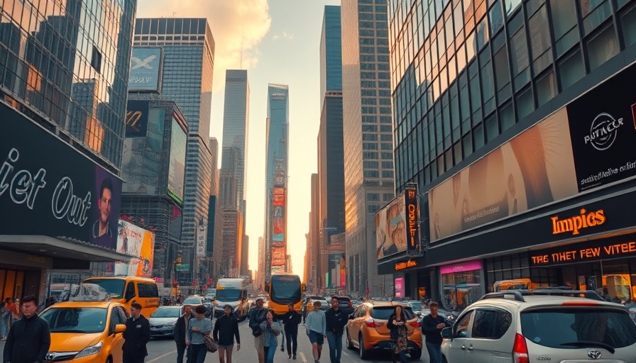 Bustling city during golden hour for travel news.