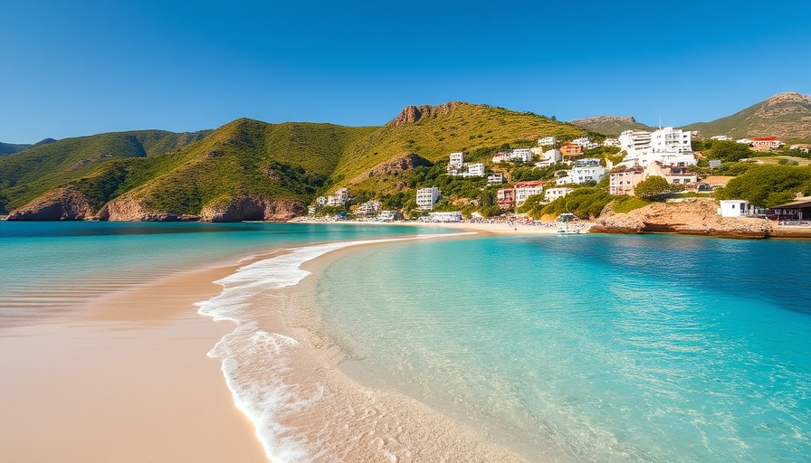 Turquoise waters and sandy beach in best beaches Balearic Islands.