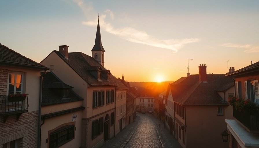 Serene European village at sunset, travel news.