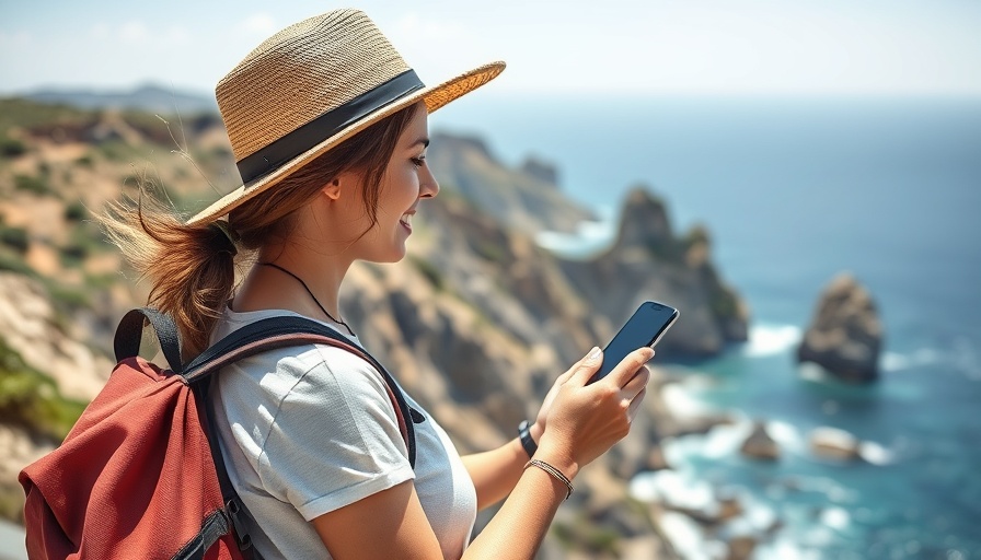 Young woman observing ocean view while travelling, family travelling