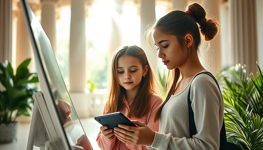 Family adventure art competition with young girls creating digital art.