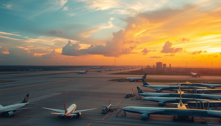 Busy airport terminal at sunset, travel news us.