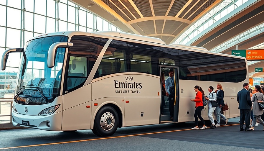 Emirates complimentary coach for Economy Class at airport.