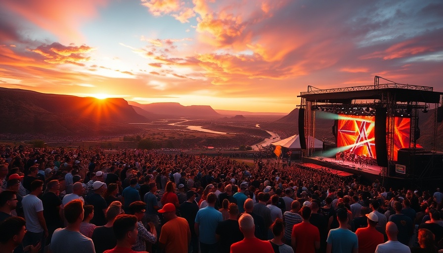 Crowd at Bass Canyon 2025 festival lineup under a stunning sunset.