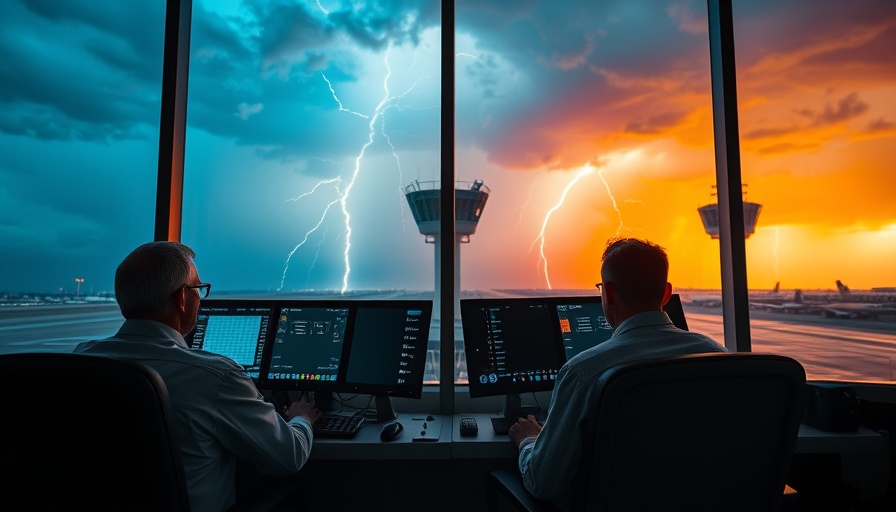 Air traffic control during extreme weather flight delays.