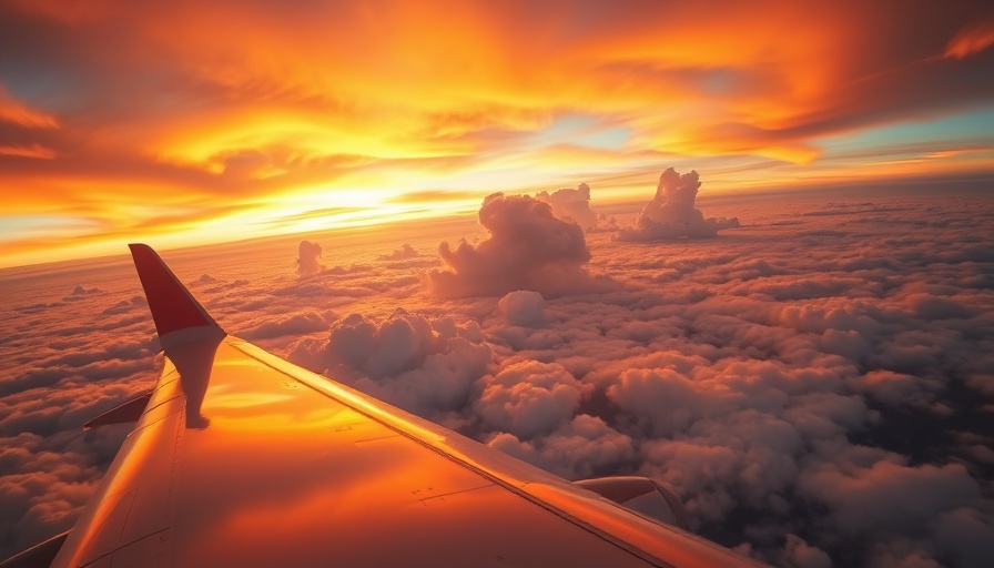 Airplane wing against sunset clouds, payments reconciliation system for airlines.