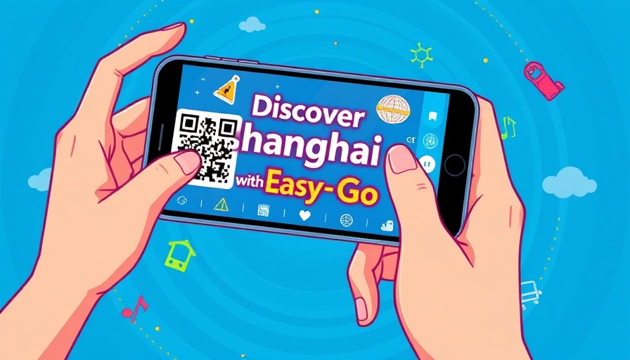 Digital graphic for Shanghai all-in-one app for international travelers.