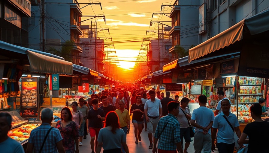 Thailand street market at sunset amid visa policy change.