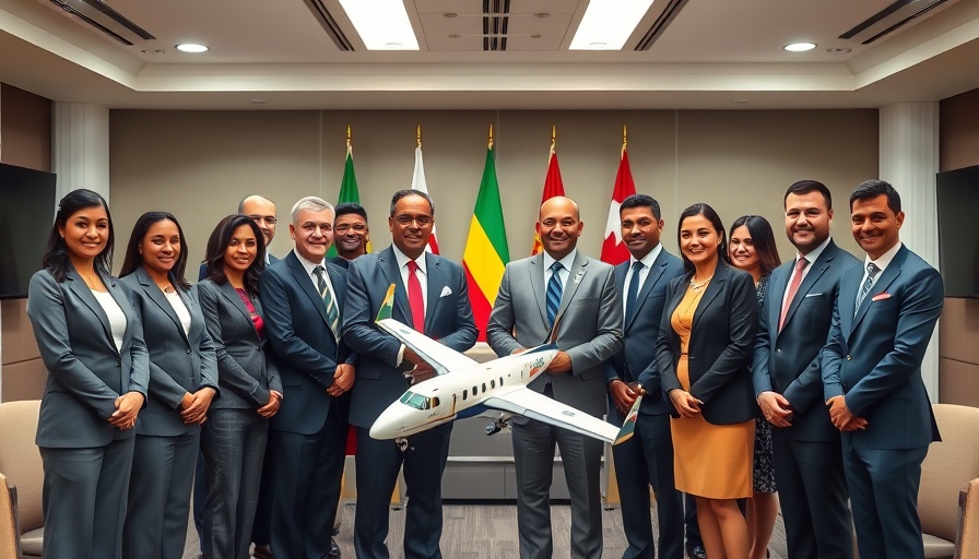 Signing ceremony for Ethiopian Airlines Twin Otter aircraft orders with model plane.