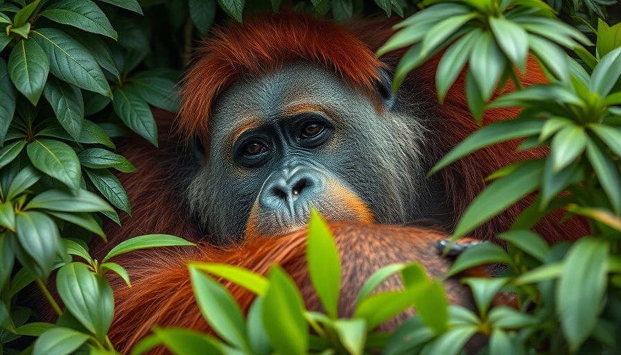 Orangutan among lush greenery on Borneo & Brunei Royal Orangutans Tour