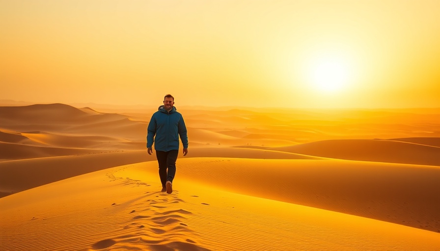 Traveler exploring Libyan sand dunes at sunset on a Tour to Libya 2026.