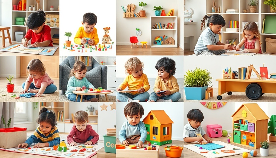 Fun family activities at home: collage of preschooler crafts and toys.