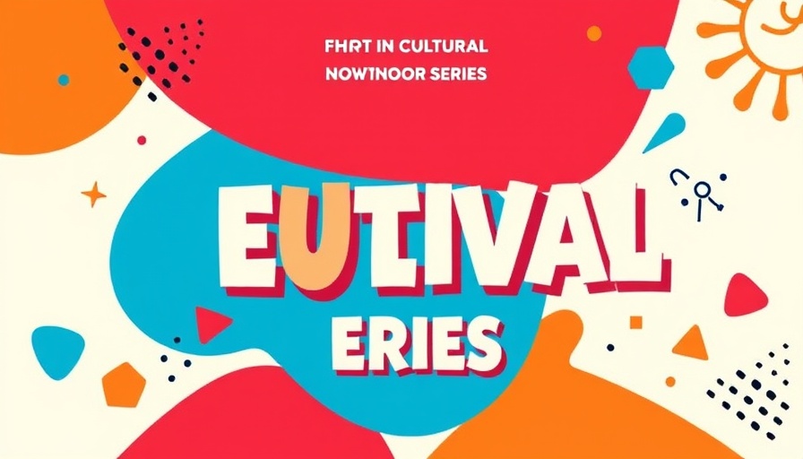 Illustrated cultural event poster with abstract design elements.