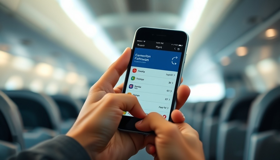 Person checking flight connection info on smartphone screen, travel news US.