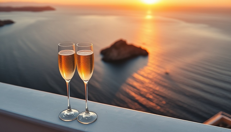 Two champagne glasses by the sea at sunset, symbolizing airline loyalty status.