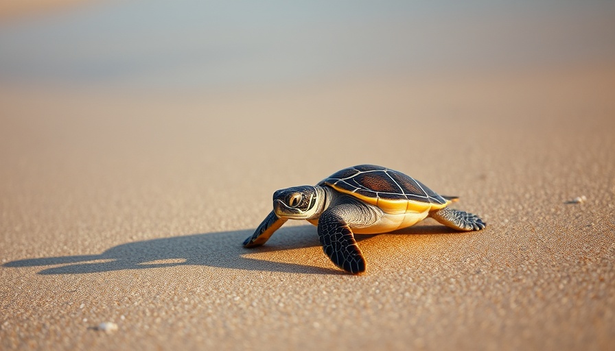 Volunteering abroad for backpackers, baby turtle on sandy beach.