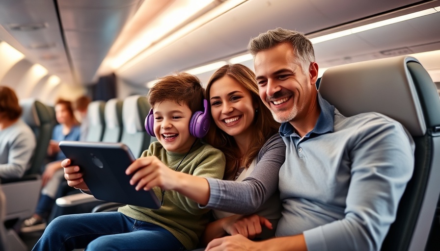 Family using in-flight entertainment on Emirates, travel hacks for kids.