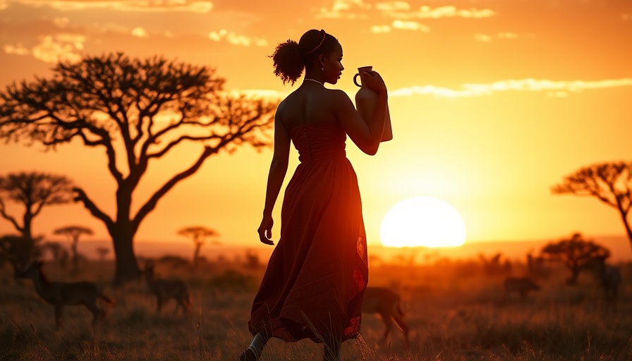 Woman carrying jug at sunset in African savannah, how to pick a travel destination.