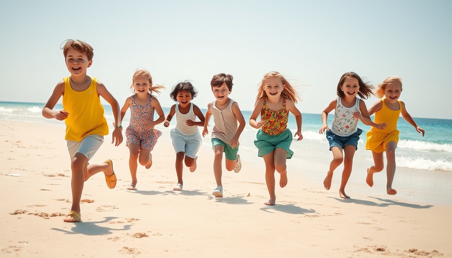 Children enjoying Family Summer Fun in Fort Myers, running on a beach.