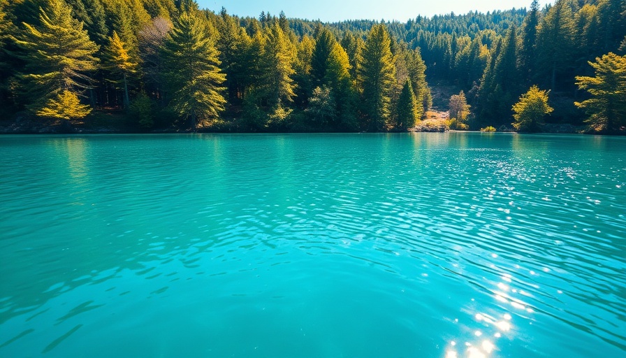 Serene turquoise lake ideal for picking a travel destination.