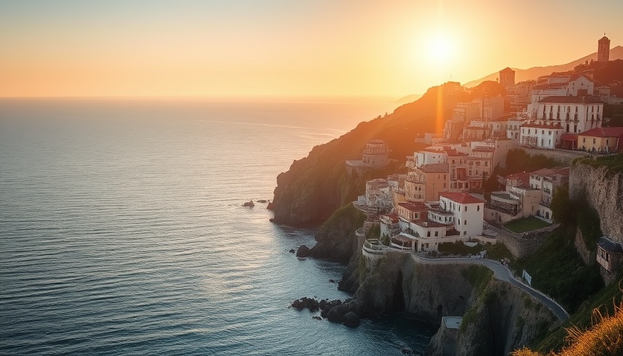 Serene coastal village at sunrise, perfect travel inspiration.