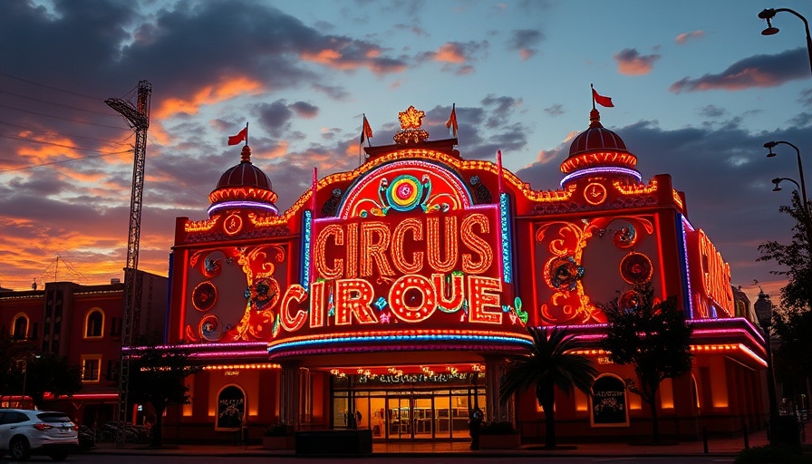 Circus Circus Hotel Las Vegas illuminated at sunset.
