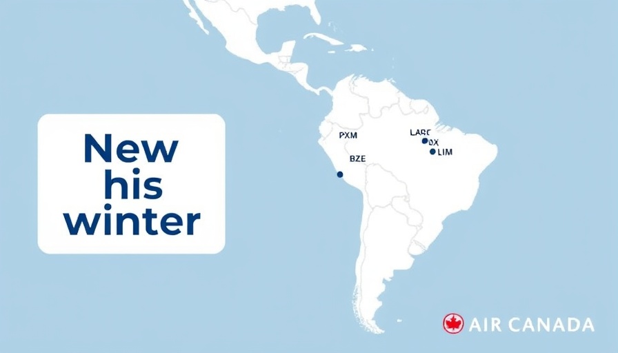 Air Canada's new destinations in Latin America map.