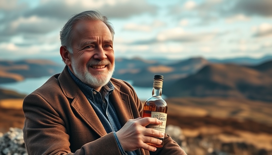 Man enjoying Highland travel experience with whisky in the Scottish Highlands.