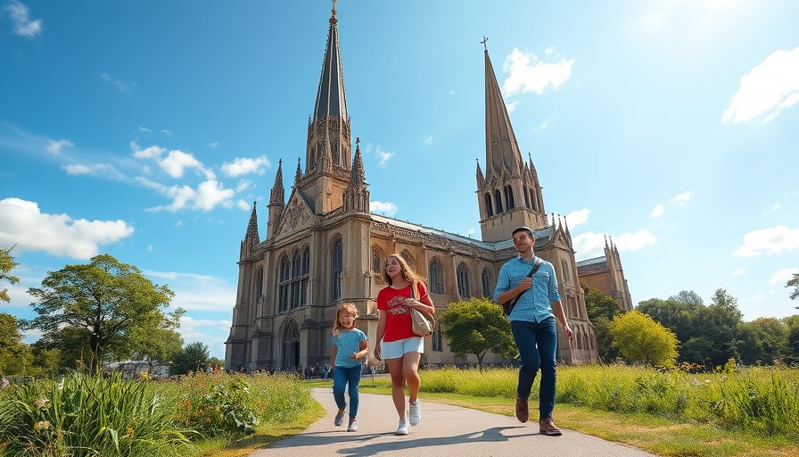 Family traveling in Norwich, exploring the cathedral.